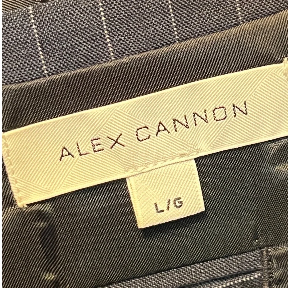 Alex Cannon Mens Pinstripe Wool Linen Blazer‎ Jacket Elbow Patches Size L/G